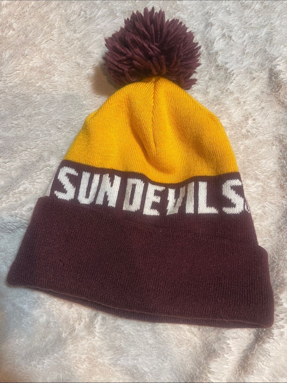 Sun Devils adidas Pom Beanie - Gold and Maroon